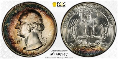 PCGS MS67+ 1947-S Washington Quarter Toned Plus - Image 1 of 4