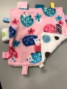 Handmade Pink Fleece Cuddle Hedgehog Baby Tag Ribbon Lovey Blanket 10X10 1/2 J3 - Picture 1 of 12