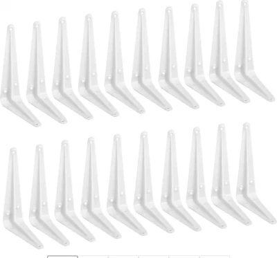 QUANTIDADE 20 SUPORTE DE PRATELEIRA STANLEY 8" POLEGADAS X 10" POLEGADAS ESTOJO LOTE 8" X 10" METAL BRANCO - Imagem 1 de 4