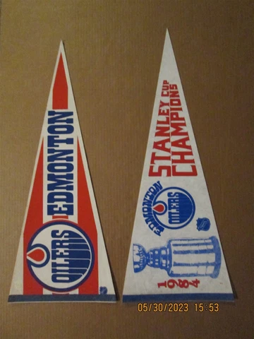 NHL Edmonton Oilers Vintage 1980's & 1984 Stanley Cup Champions Pennants Cover