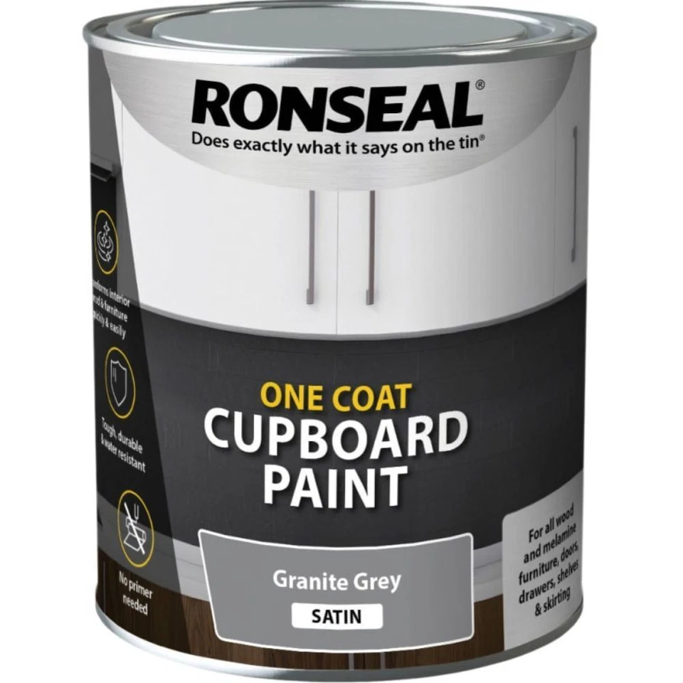 Ronseal Vernice per Armadio One Coat a Base Acqua - 750ml - Grigio Granito - Satinato - Immagine 1 di 1