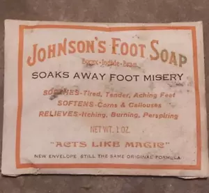 Vintage Johnson’s Foot Soap 1 Packet 1 oz. USA Amazing Vintage Packaging - Picture 1 of 2