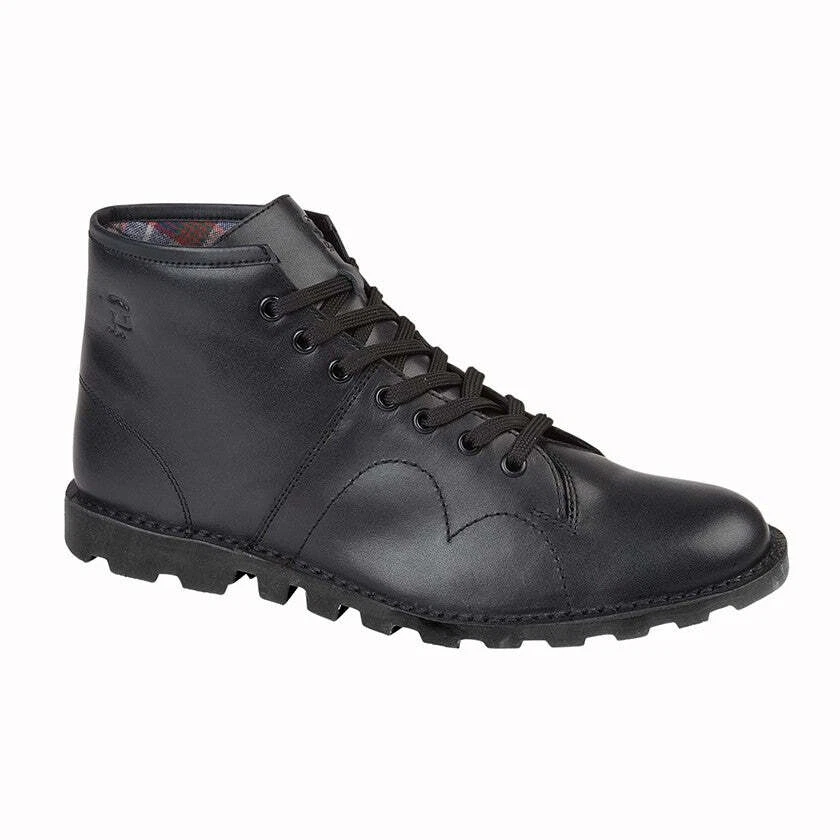 Unisex GRAFTERS Black Leather Heritage Unisex Monkey Boot PVC Tread Sole - Image 1 of 1