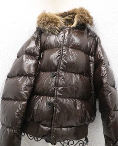 Moncler Brown Fur Down Jacket Womens Size 5 - Picture 1 of 20