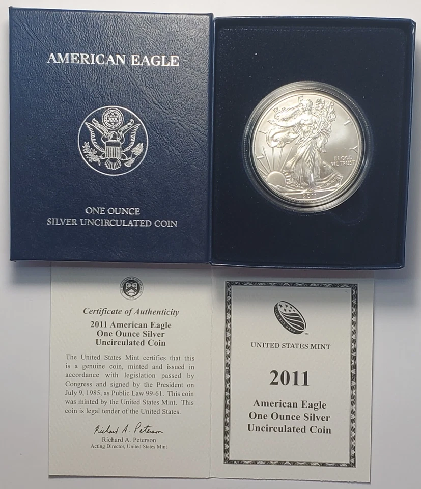 Silver Proof U.S. Mint 2011 American Silver Eagle Dollar Coin, boxed with COA - Image 1 of 1