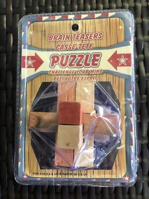 WOODEN BRAIN TEASER STRATEGY PUZZLE - New/Sealed - Image 1 of 2