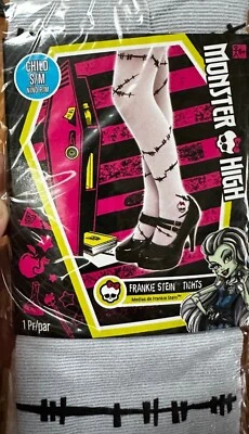 Medias Monster High Frankie Stein Niño S/M Blanco con Puntadas Negras Nuevas Foto 1 de 4