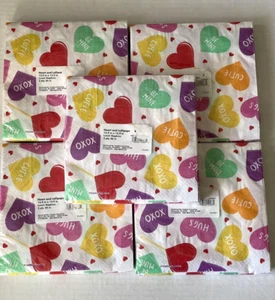 Creative Converting Lunch Napkins 20 Ct. Ea. - Lot of 5 Packs Hearts / Lollipops - Picture 1 of 4