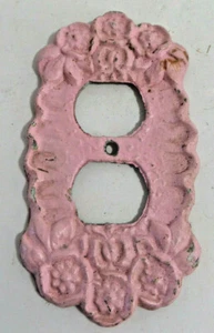Plug in cover vintage aluminum cast flowers pink - Picture 1 of 1