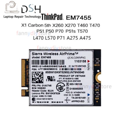 01AX746 4G LTE Mobile WWAN Module For Thinkpad T570 L470 L570 P71 A275 A475 - Image 1 of 3