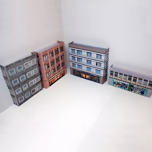 Card Low Relief OO Gauge Town Buildings 00 Gauge 1/76 Scale Pack of 4 Set 19 - Picture 1 of 7