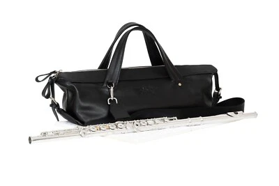 Genuine leather flute bag by MG Leather Work handmade leather bag Detroit BLACK - Image 1 of 4