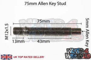 Set of 4 M12 x 1.5 75mm Stud Conversion Studs BMW Cars - Picture 1 of 1