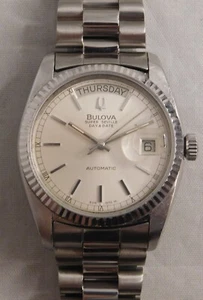 Orologio Uomo Bulova Super Seville Day & Date SS Tutto Originale Svizzero Automatico..36mm - Foto 1 di 20