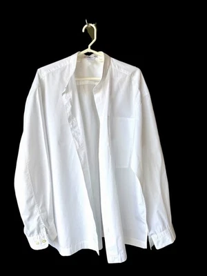 ISSEY MIYAKE Camisa Blanca Abotonada Cuello Mandarín Hombres Camisa Bolsillo L Foto 1 de 4