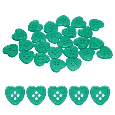 40pcs Heart Resin Sewing Button, 15mm 5/8" 4 Hole Sweater Buttons, Green - Image 1 of 4