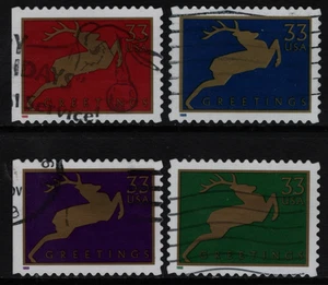 OFF paper #3360-63 Reindeer-wide frame 33c (used set of 4) 1999 _n245 - Picture 1 of 1