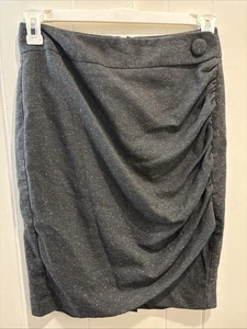 Cato Ruched Maxi Skirt Size 4 Gray Wrap With Side Button - Picture 1 of 7