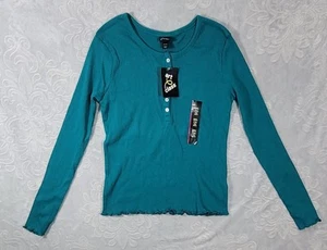 Girls’ Long Sleeve Lettuce Trim Ribbed T-Shirt Teal - Art Class - XXL (18) NWT - Picture 1 of 8