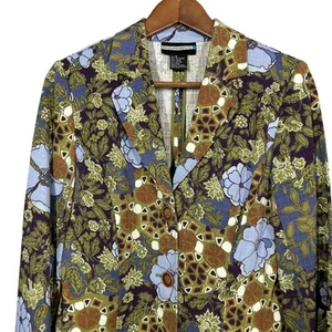 Vintage Requirements Mid Mod Floral Blazer Jacke Mantel Grün - S - Bild 1 von 4