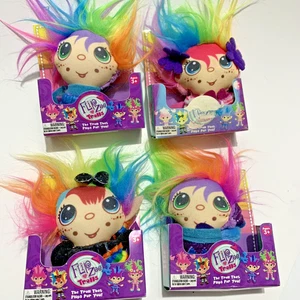 4 Flip Zee Trolls Plüsch 4er Set Plüsch Mini Puppen Bunte Farbe Regenbogen Neu - Bild 1 von 6