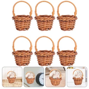 Cestas de compras de ratán en miniatura con asa decoración rústica para bebé 6 piezas - Imagen 1 de 12