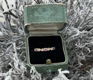 Neu 14K Rotgold echter Diamant & rosa Saphir Jubiläums-/Vorsteckring - Bild 1 von 6