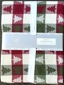 Rachel Ashwell rot, grün kariert mit Weihnachtsbäumen Baumwolle Tischdecke 60x104 - Bild 1 von 2