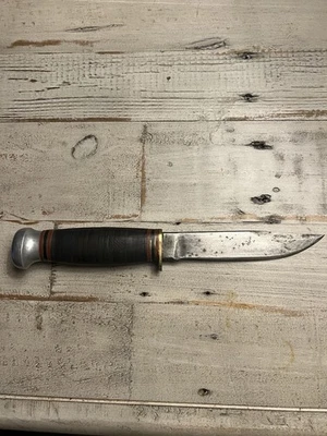 Faca de lâmina fixa mármores Gladstone MI EUA boa borda antiga faca de caça - Imagem 1 de 4