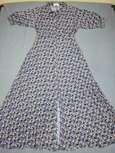 Maxi abito Natural Life floreale con bottoni M boho cottagecore blu rosa - Foto 1 di 4