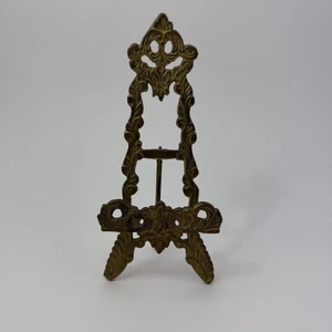 Vintage verzierte Messing Display Staffelei Bildplatte Buch Ständer Halter 7" Made in India - Bild 1 von 7