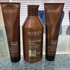 Redken All Soft Mega Shampoo16.9oz- & 2 All Soft Mega Hydramelt 5.1oz Set NEW - Picture 1 of 7