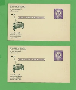 Cartolina d'epoca 1958 63 Scotts Lawn Spreader NOS Wyandotte MI lotto di 2 non spedite - Foto 1 di 2
