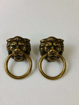 Amerock EE. UU. T-888 Aldaba Estilo Pequeña Cabeza de León Latón Oscuro Anillo de Gota Tirador Mango Foto 1 de 4