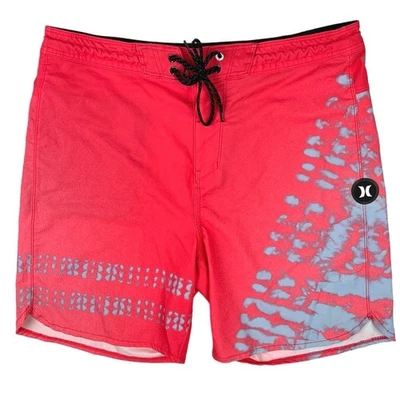 Pantalones Cortos HURLEY Phantom Block Fiesta Para Hombres Rosa Rojo Teñido Elástico Corbata Natación Talla 32 Foto 1 de 4