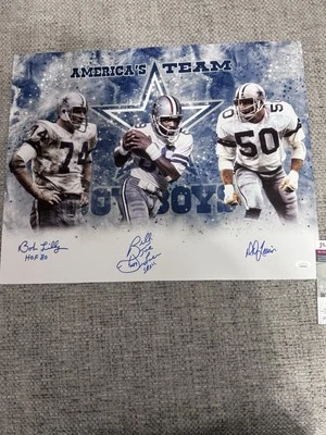 BOB LILLY, BILLY JOE DUPREE, & DD LEWIS SIGNED 16X20 PHOTO DALLAS COWBOYS W/JSA - Image 1 of 4