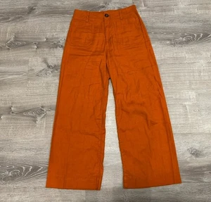 Maeve Anthropologie The Colette Cropped Wide Leg Orange Pants Women's Size 6 - Picture 1 of 8