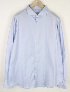 SUITSUPPLY Camicia Uomo 47L/18,5L Extra Slim Blu Cotone Collo Ritagliato I - Foto 1 di 10