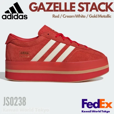 Adidas Originales GAZELLE STACK Rojo/Blanco Crema/Dorado JS0238 Zapatos para Mujer NUEVO Foto 1 de 4
