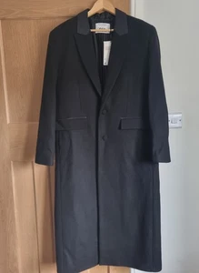 Zara new with tags long black wool coat size large - Picture 1 of 10