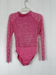 WEISSMAN Balera Gr. M Tanzkostüm Erwachsene rosa Pailletten mit Spitze Langarm - Bild 1 von 8