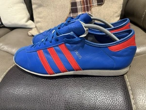 Adidas Paris Trainers Men Size UK 10 Lush Blue Red City Series Originals Casuals - Picture 1 of 12
