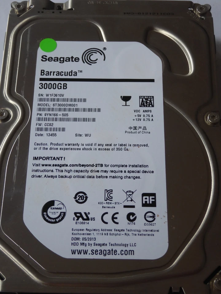ST3000DM001 with Preamp B4 or CC SN: W1F Site: WU Seagate Barracuda 3TB - Bild 1 von 1