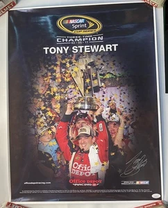 TONY STEWART Autographed Signed NASCAR 3x Cup Champion Poster Photo Picture COA - Picture 1 of 3