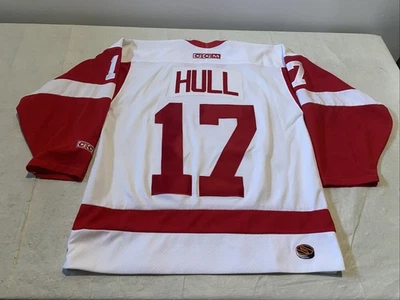 Brett Hull 底特律红翼 Ccm 球衣男式中号白色 Euc 麦克风复古 90 年代 — 第 1/4 张图片