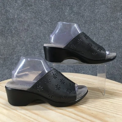 Sandalias Alegria para mujer 40 Sasha sin cordones negras recortadas de cuero floral tacón bloque Foto 1 de 4