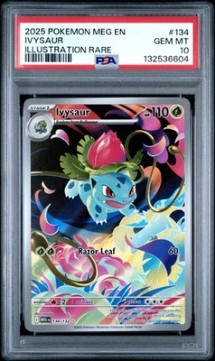 2025 Pokemon Mega Evolution Ivysaur Illustration Rare #134 PSA 10 Gem Mint - Image 1 of 2