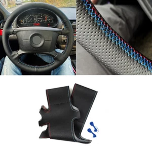 RED BLUE LINE-DIY Steering Wheel Leather Cover For BMW E36 E46 E39 X3 E83 X5 E53 - Picture 1 of 8