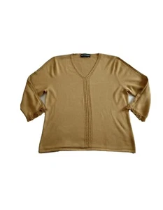 Beautiful Tan Brown Women's Sweater Top Fringe Sleeve Boho Hippie Size L - Picture 1 of 5