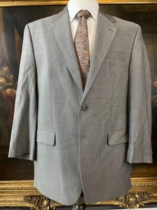 VTG Chaps Ralph Lauren 42R Black White Herringbone 100% Wool 2Btn Blazer Jacket - Picture 1 of 11